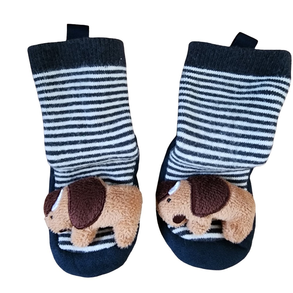 Carters Baby Socks 0‎ 6 Months Buffalo Bison Applique Non Slip Gripper